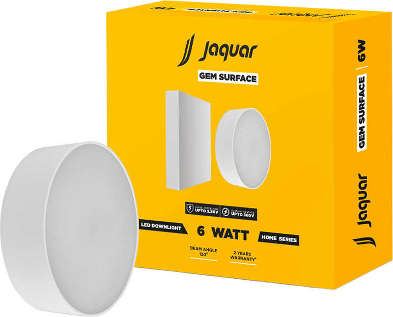 Jaquar 6W LED Gem Trim Less Round Surface Mount Down Light Warm Light (Pack of 1) Ceiling Light Ceiling Lamp(White)