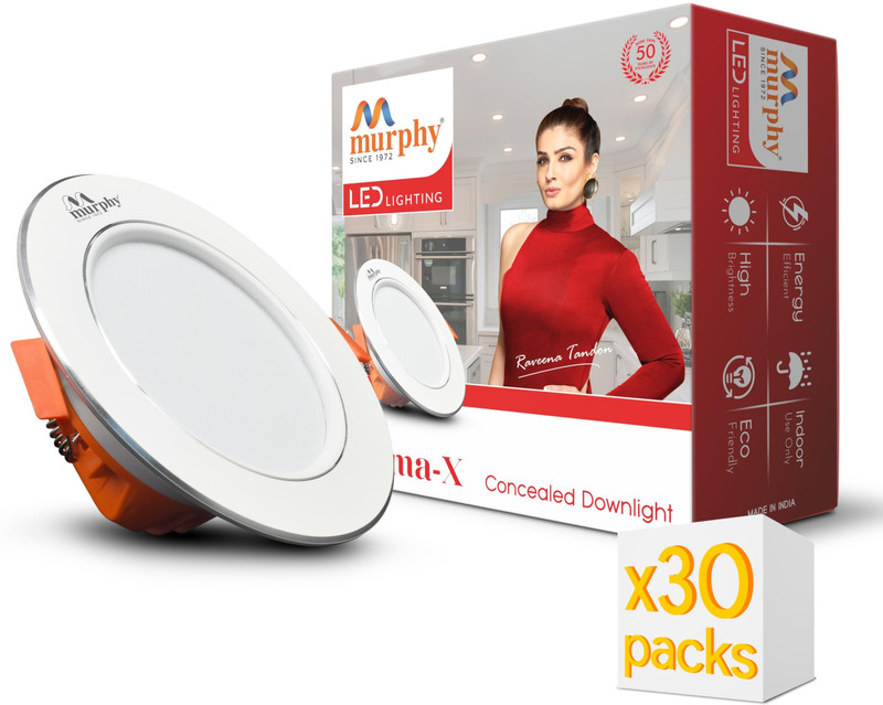 MURPHY X 7W LED Concealed Light Cool White Pack of 30 Ceiling Light Ceiling Lamp(White)