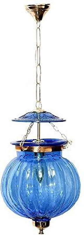 Baslash Complete Lighting Solution Melon Shaped Blue Pendant Hanging lamp Chandelier Ceiling Lamp(Blue)