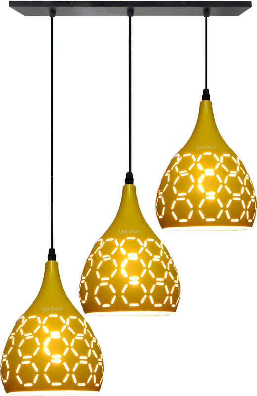 Brightlyt Linear or Sequential Base Aluminum Shade Lamp for Bedroom or Kitchen Pendant Lamp Ceiling Lamp(Yellow)