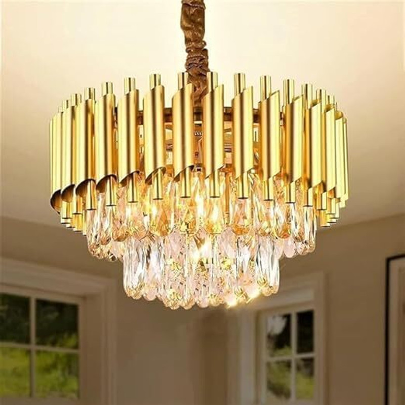 DONERIA 300mm Chandelier Hanging Ceiling Pendant Jhumar Ceiling Lamp (Colour, Gold ) Chandelier Ceiling Lamp(Gold)