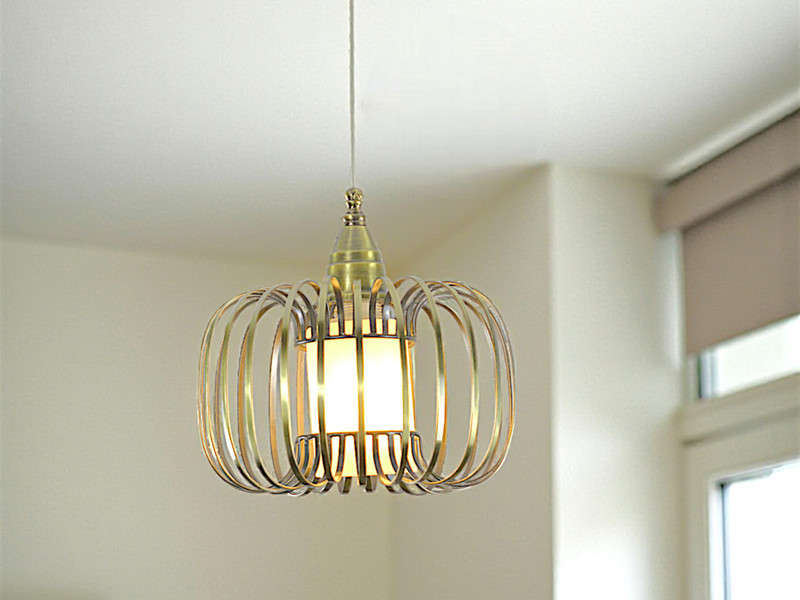 Flipkart SmartBuy Antique cage style glass pendant for home, modern hanging for hall without bulb Pendants Ceiling Lamp(Gold)