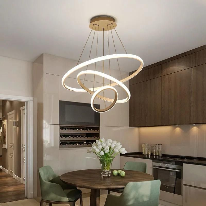 Blissbells Blissbells modern 3 ring light gold chandelier Chandelier Ceiling Lamp(White)