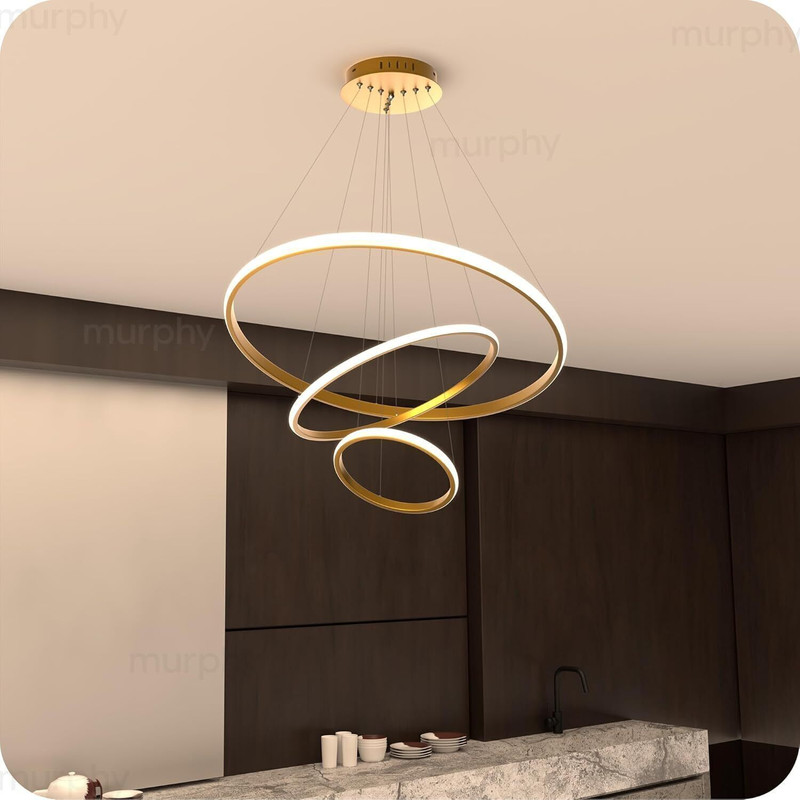 MURPHY 3 Ring Modern LED Chandelier with a premium gold finish 3in1 pack of 1 Ceiling Light Ceiling Lamp(Gold)