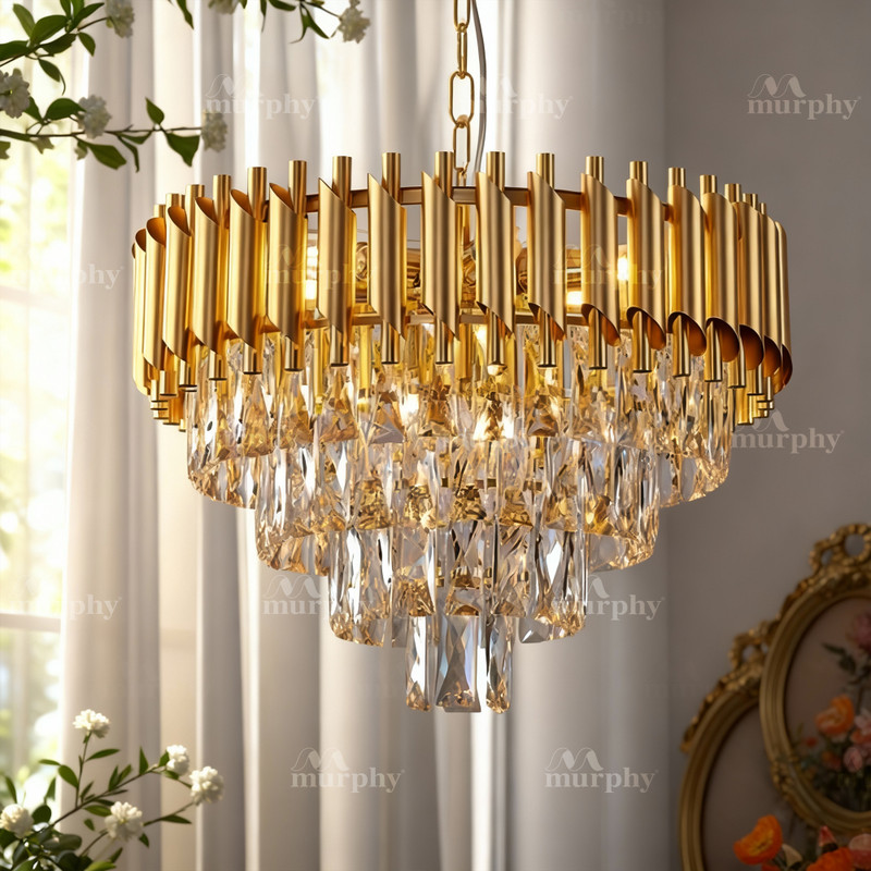 MURPHY Black Mamba Black & Gold Crystal Pendant Light with Metal Frame(400MM) Chandelier Ceiling Lamp(Black)