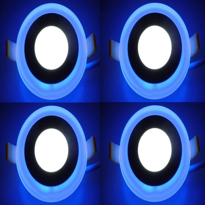 GALAXY 6 watt (3+3) LED Round Panel Light Ceiling POP Down Indoor Light LED 3D Effect Lighting (Double Color)Blue & White pack of 4 Recessed Ceiling Light Ceiling Lamp(Blue, White)