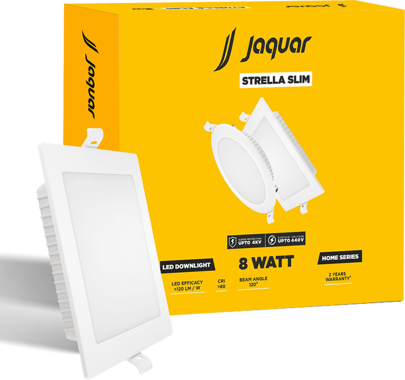 Jaquar Strella Slim 5W Square Recess Down Light - Cool White (Pack of 1) Ceiling Light Ceiling Lamp(White)