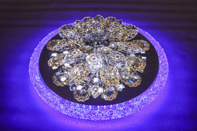 Swanart Rotating Crystal Flower Chandelier Ceiling Lamp(Multicolor)