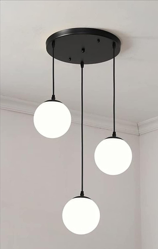 Lyse Decor Round Hanging Lights for Bedroom, Living Room, Restaurants and Dining Lights Chandelier Ceiling Lamp(Grey, White, Black)
