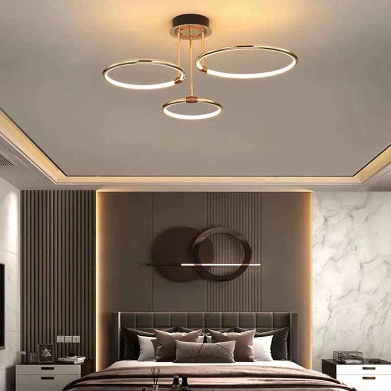 Blissbells 3 Light Round Gold Glossy Metal Modern LED Chandelier Lamp Chandelier Ceiling Lamp(White)
