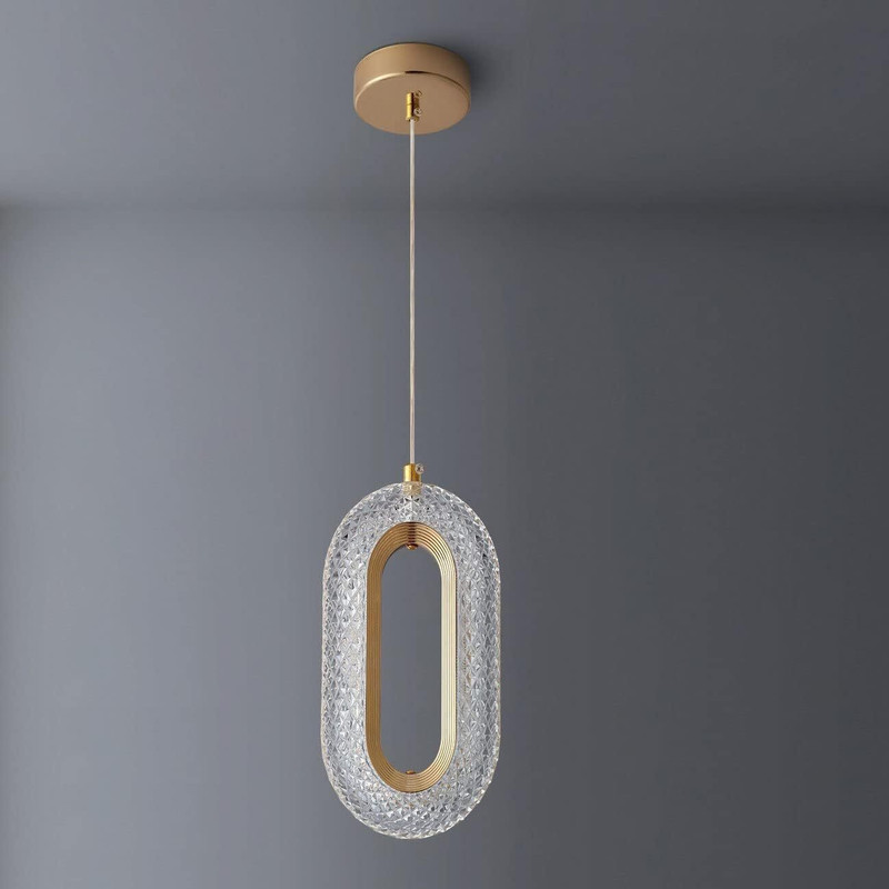 Blissbells Blissbells Led Gold Crystal Oval Long Pendants Ceiling Lamp Chandelier Ceiling Lamp(White)