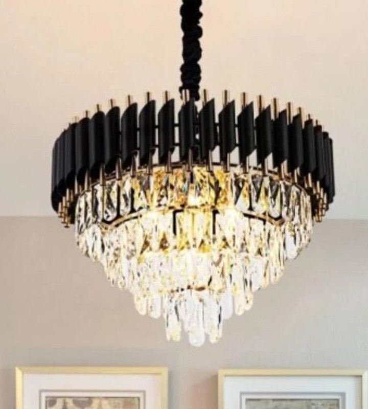 KAYUV Aph crystal Black Gold polish metal modern luxury chandelier 400mm Chandelier Ceiling Lamp(Black, Gold)