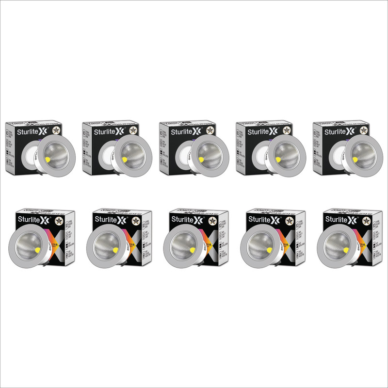 Sturlite Eva 3W LED Spotlight|3000K Warm Temperature - (Pack of 6) Recessed Ceiling Light Ceiling Lamp(White)