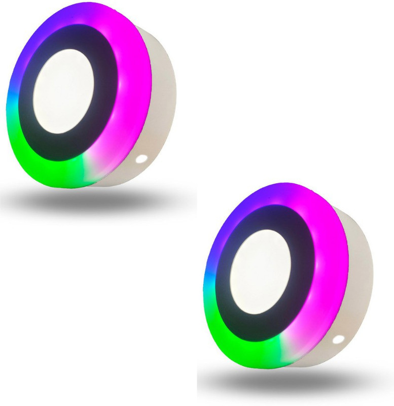 D'Mak 6 Watt Round Surface Dual Multi Color PGB Recessed Ceiling Light Ceiling Lamp(White)