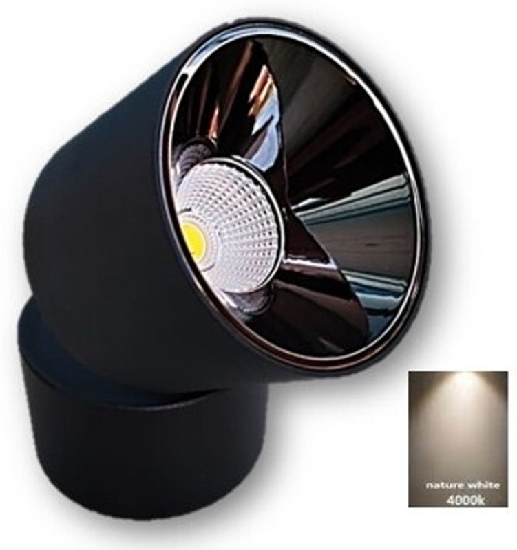 OTSLights COB Adjustable Cylinder Surface Light (12W, Black Reflector) (Natural White) Recessed Ceiling Light Ceiling Lamp(Black)