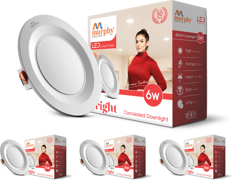 MURPHY Crest 12W LED Concealed Downlight | Natural White | Pack of 20 Ceiling Light Ceiling Lamp(White)