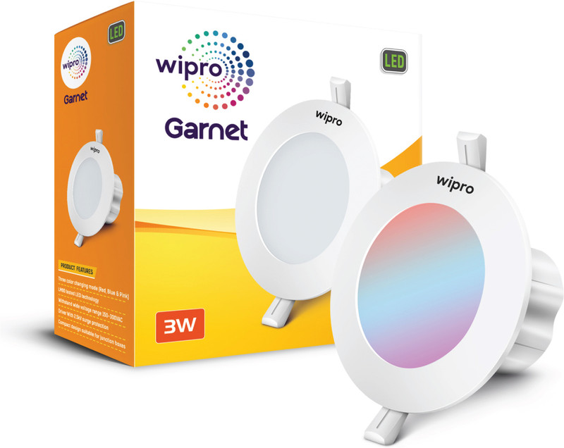 Wipro Garnet 3 W RBP Mini Downlight | Colour Changing (Red,Blue,Pink)| Pack of 4 Ceiling Light Ceiling Lamp(Multicolor)