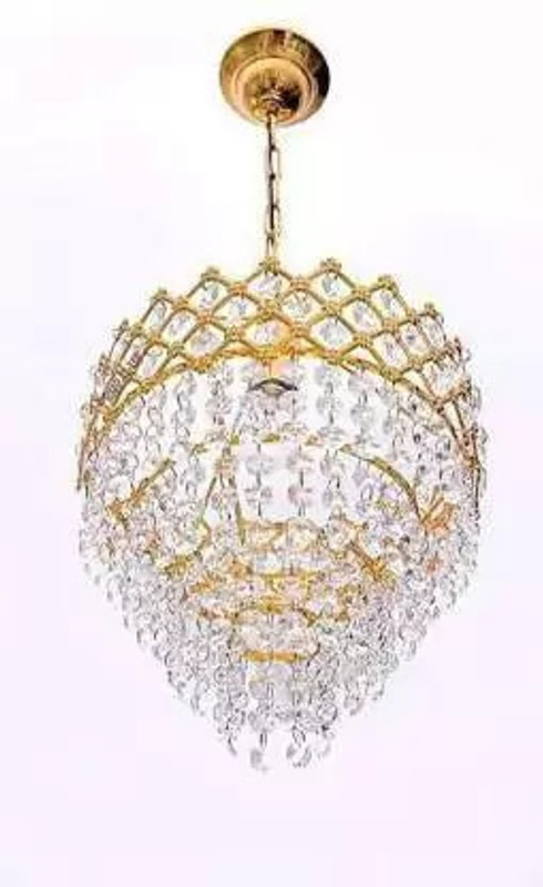 Baslash Beautiful Imported Crystal Chandelier Jhoomer Ceiling Hanging Lamp Chandelier Ceiling Lamp(Gold)