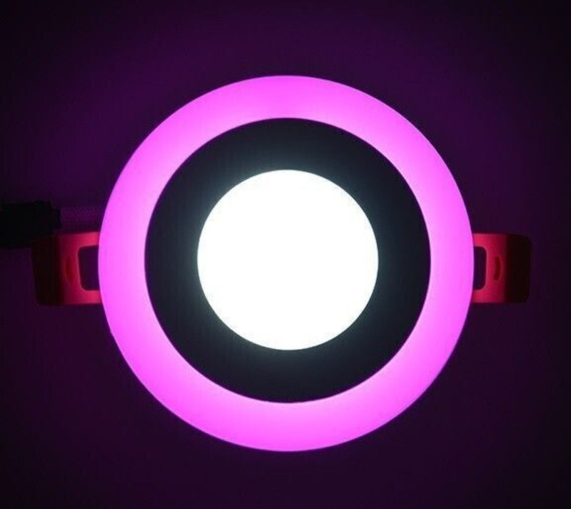 Hybrix LED Ceiling Panel Light 6 Watt (3+3) POP Down Light, Surface Mounted Spotlight, Dual Color 3D Effect Pink & White Combination, Ceiling Lamp (SINGLE UNIT) Recessed Ceiling Light Ceiling Lamp(White)