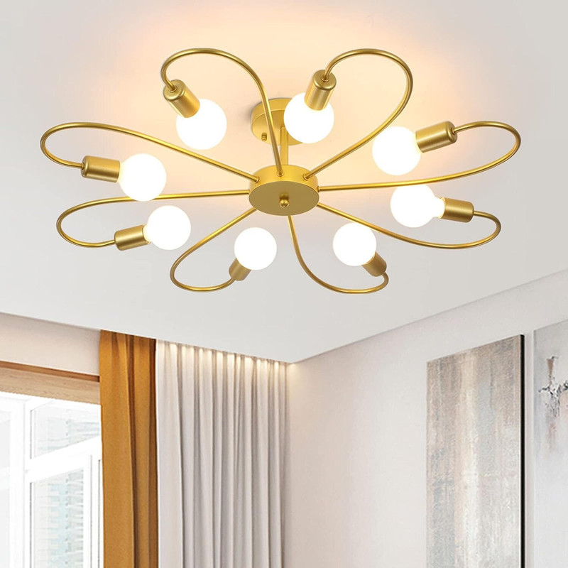 KINIS KIN-GOLDEN 8 LIGHT 151 CHANDELIER Nordic ARC Ceiling Lights 8 Snake Head Chandelier Ceiling Lamp(Gold)