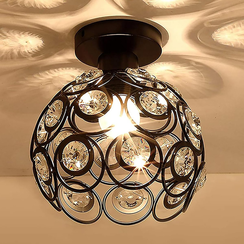 Decor City Modern Mini Chandelier Semi-Flush Mount Lights Lamp for Bedroom Chandelier Lamp Chandelier Ceiling Lamp(Black)
