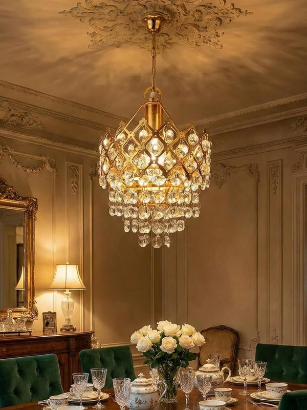 Classical Shyam 160MM PREMIUM QUALITY Chandelier Ceiling Lamp FOR HOME DECOR (Gold) Pendants Ceiling Lamp(Gold)