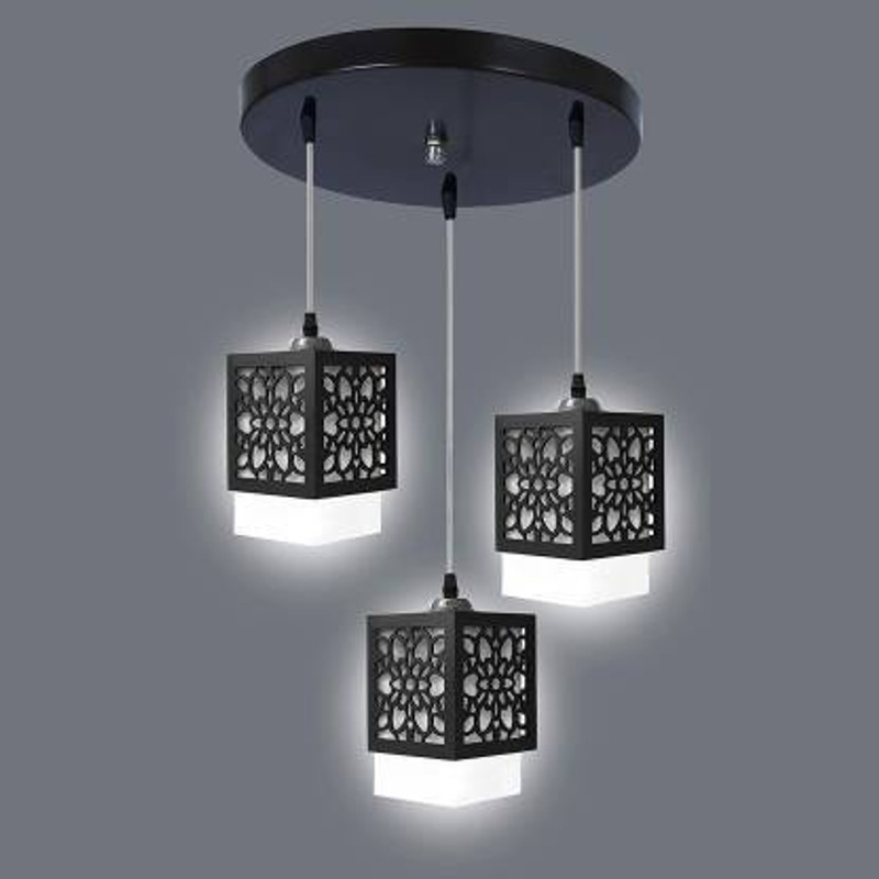 TrendyHouse Wooden Hanging Lamp Style Hanging Lamp Creative Wood Pendant Light Lamp suitable for Living Room,Foyer,Bedroom,Hallway Pendants Pendant Lamp Ceiling Lamp(Black)