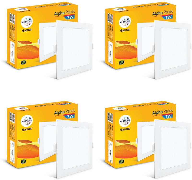 Wipro 7 W Alpha Panel Square 4000k (Pack of 4 ) Ceiling Light Ceiling Lamp(White)