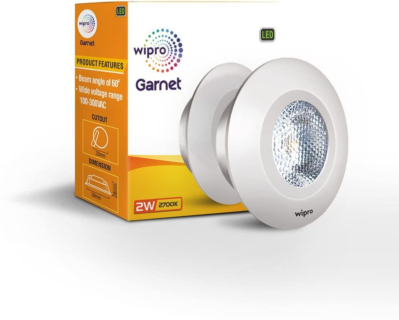 Wipro Garnet 2W LED Spotlight Recessed Ceiling Light Ceiling Lamp(Yellow)