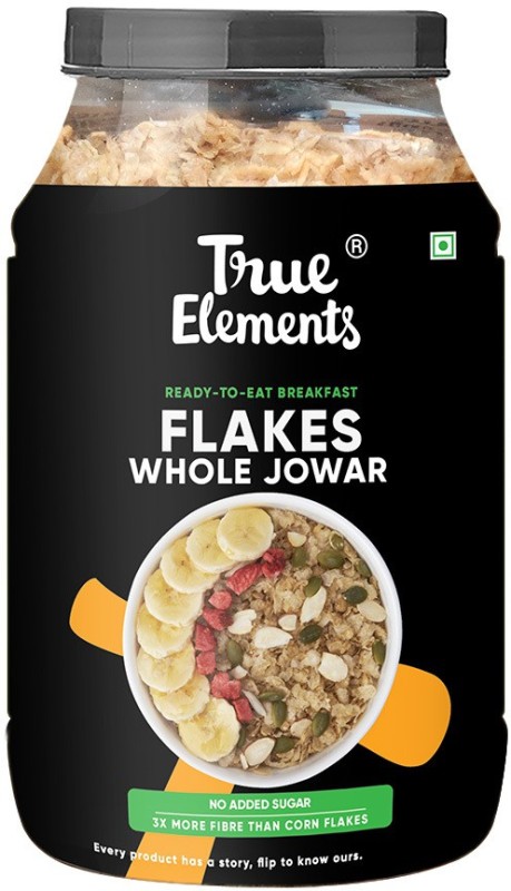 True Elements Jowar Flakes with Honey & Almonds – Sweet Savoury Super-Nutritious Cereal Plastic Bottle