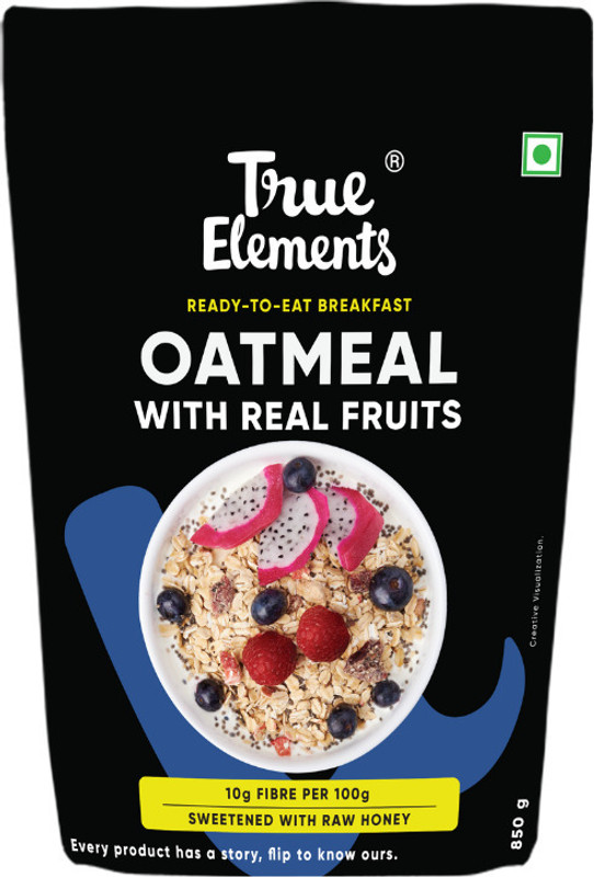 True Elements No Added Sugar Oatmeal| Alphonso Mango, Chia Seeds and Real Fruits & Berries Pouch(850 g)