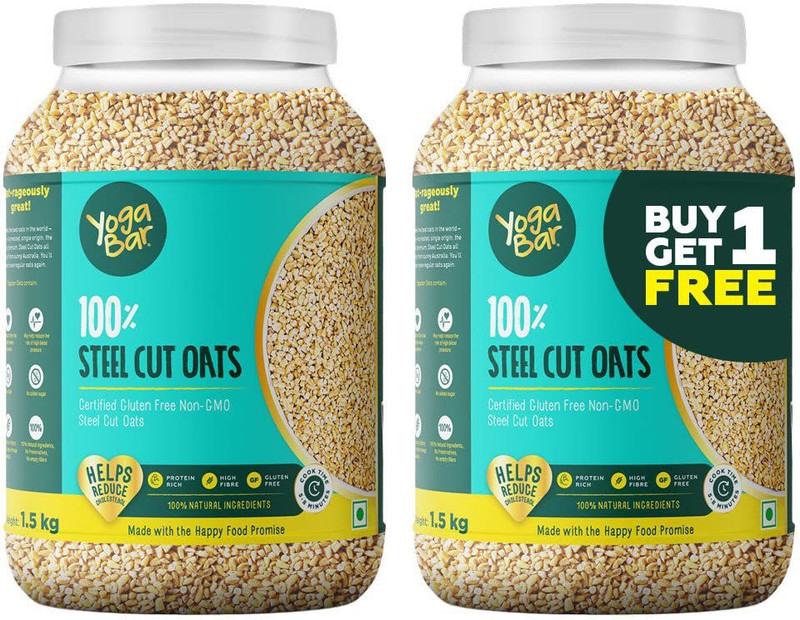 Yogabar Steel Cut Oats 1.5kg Pack of 2 Plastic Bottle