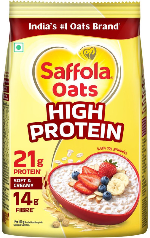 Saffola Oats High Protein -21g |High fibre | Instant rolled oats | Soft & Creamy Pouch(1 kg)