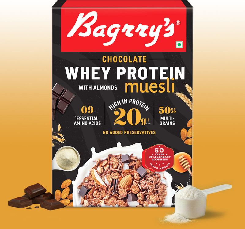 Bagrry's Chocolate Whey Protein Muesli (with 20g+ protein per 100g) Box(500 g)