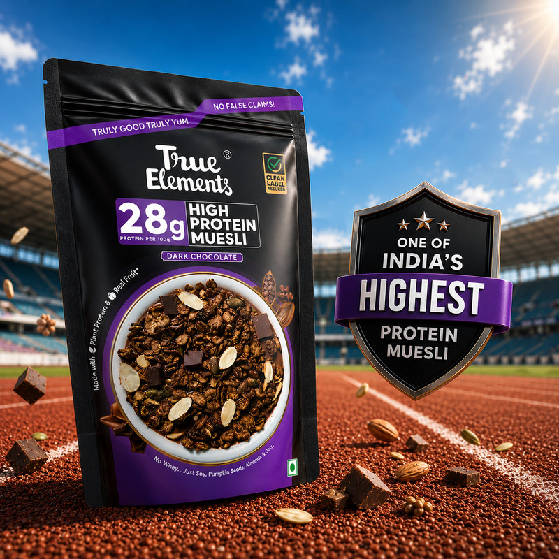 True Elements 28g High Protein Muesli Dark Chocolate 1kg Pouch(1 kg)