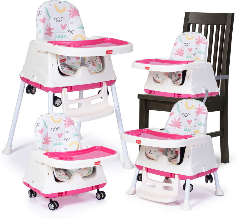 LuvLap High Chair for Baby/Kids, Toddler Feeding Booster Seat with Wheels(White)