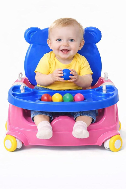 Braintastic 6IN1 Multipurpose Feeding Chair Pink Blue with Wheels(Multicolor, Pink BLUE)