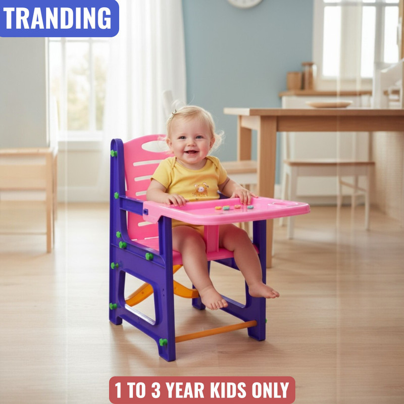 VARAA G KIDS TWO IN ONE SNACK N PLAY CHAIR, AGE 8 MONTH TO 5 YR, STRONG & STURDY(PURPLE & PINK)
