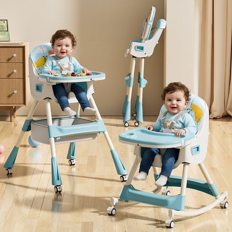 R for Rabbit Sugar Doodle High Chair for Baby | 3-in-1 Convertible Rocking & Feeding Chair(Lake Blue)