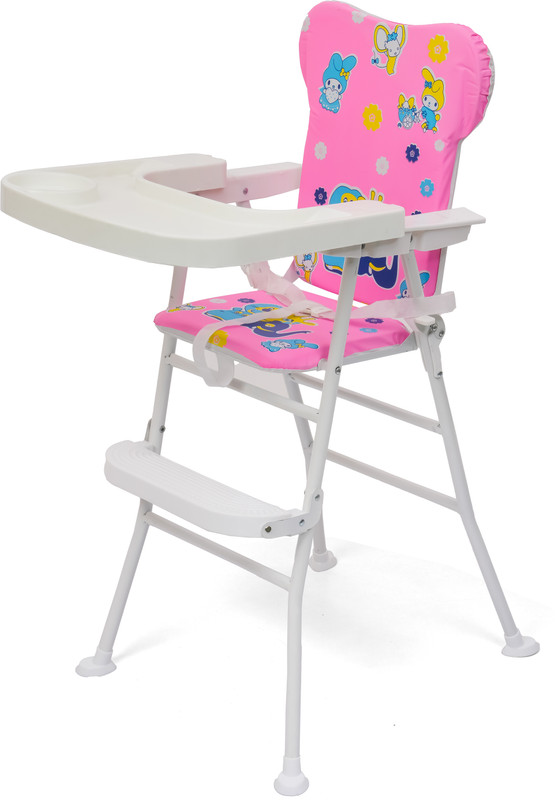 DANDLES Baby Highchair with Soft Cushion and Protection Belt and Feeding Mealtime Tray(Pink)