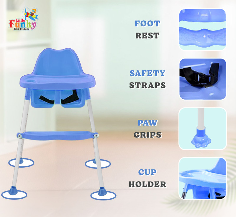 Little Funky Mealtime 3 in 1 Baby Booster Seat Multipurpose Kids Feeding High Chair Bouncer(Blue)