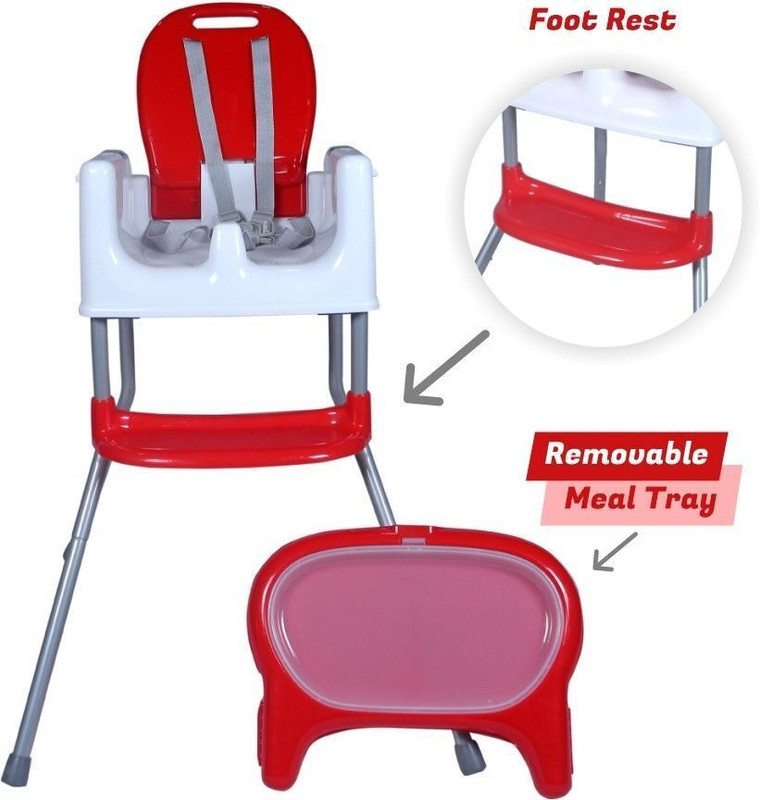 R for Rabbit Cranberry 3 in 1 Multifunctional Baby Feeding High Chair Turn Booster Seating Chair for Babies of 6m to 3 Years.(Red)(Red)