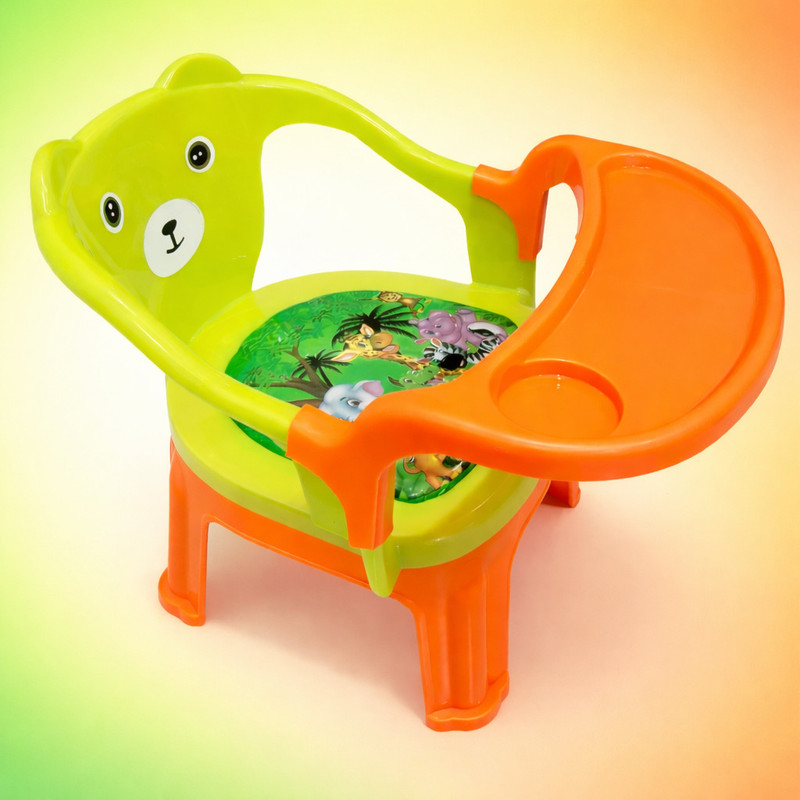 MY LITTLE TOWN Kids Feeding chair Yellowish Green| 4-36 Months|Musical Chu Chu Chair|Baby chair(Yellowish Green with orange)