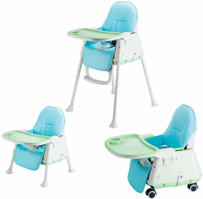 SYGA High Chair for Baby Kids, Safety Toddler Feeding Booster Seat Dining Table Chair with Wheel and Cushion(Multicolor)