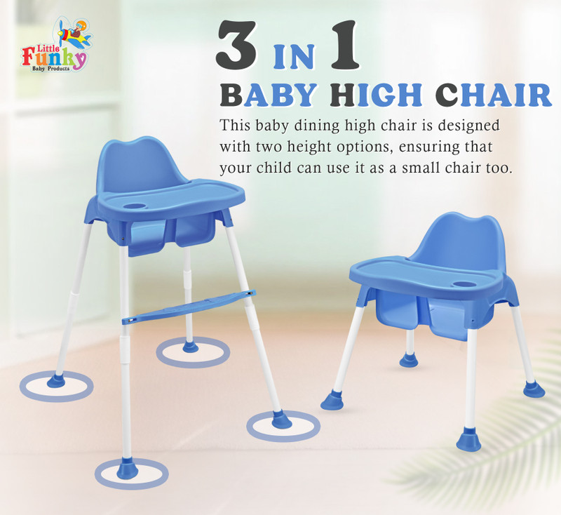 Little Funky 5 in 1 Baby Booster Seat/Swing Multipurpose Kids Feeding High Chair(Blue)