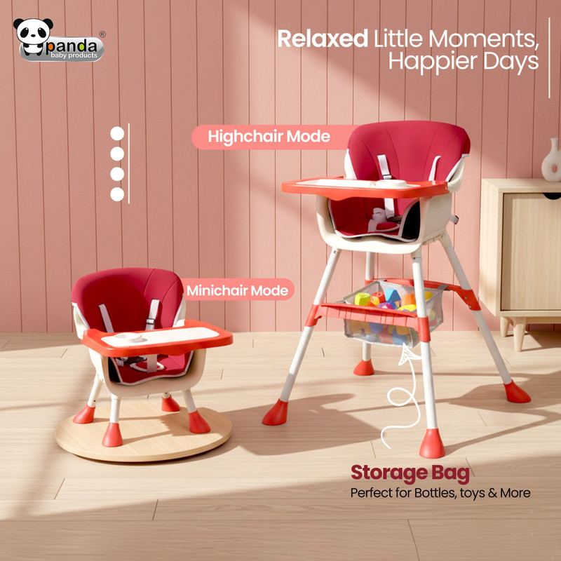 PANDA BABY PRODUCTS High Chair for Babies with Safety Harness and Feeding Tray(Red)