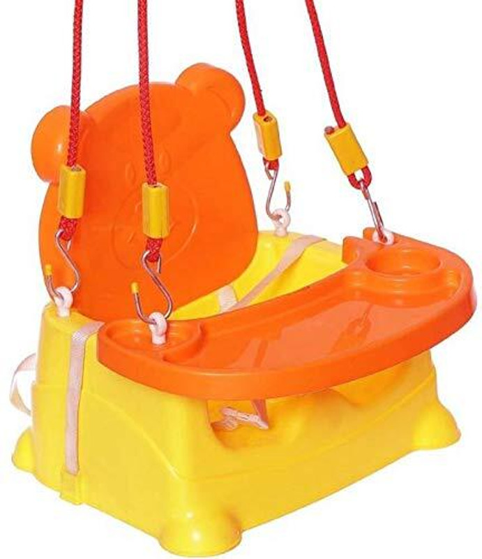 Funky Kids 5 in 1 Baby Booster Swing Feeding High Chair(Yellow, Orange)