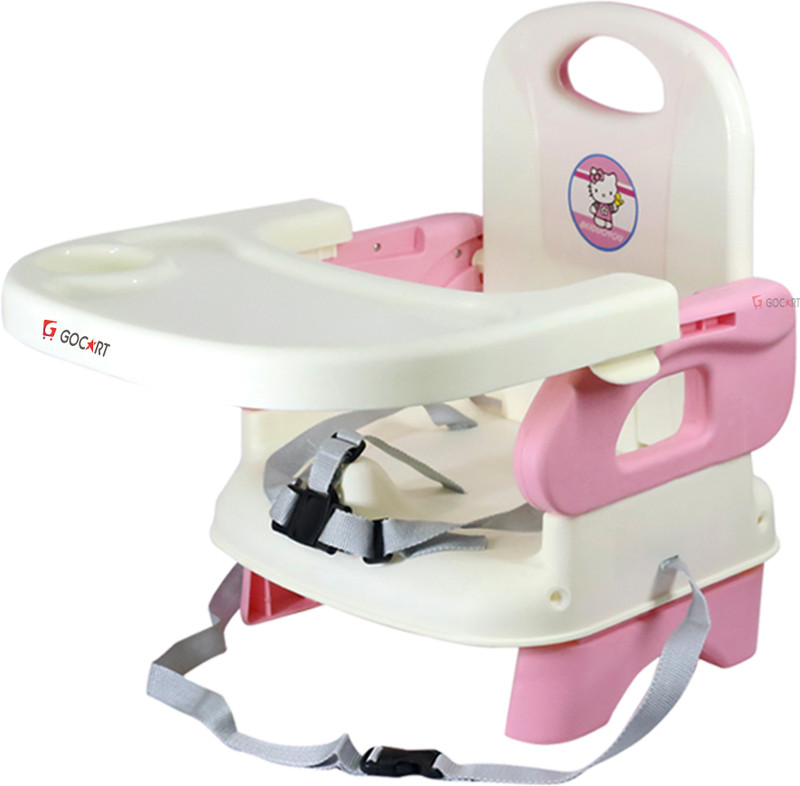 GOCART Baby Booster Feeding Chair -Easy Travel Chair - with Safety Belt and Removable Dining Tray for Infants and Toddlers(Pink, White)