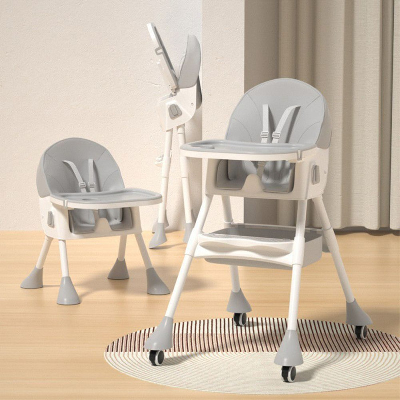 StarAndDaisy Portable high Chair for Baby Feeding Chair, Adjustable Height & Lockable Wheels(Grey)