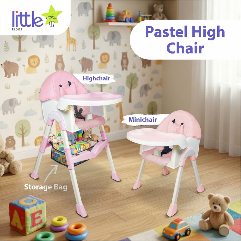 LITTLE RIDES High Chair for Baby/Baby Feeding Chair for 0 to 5 Years with Detachable Tray(Pink)